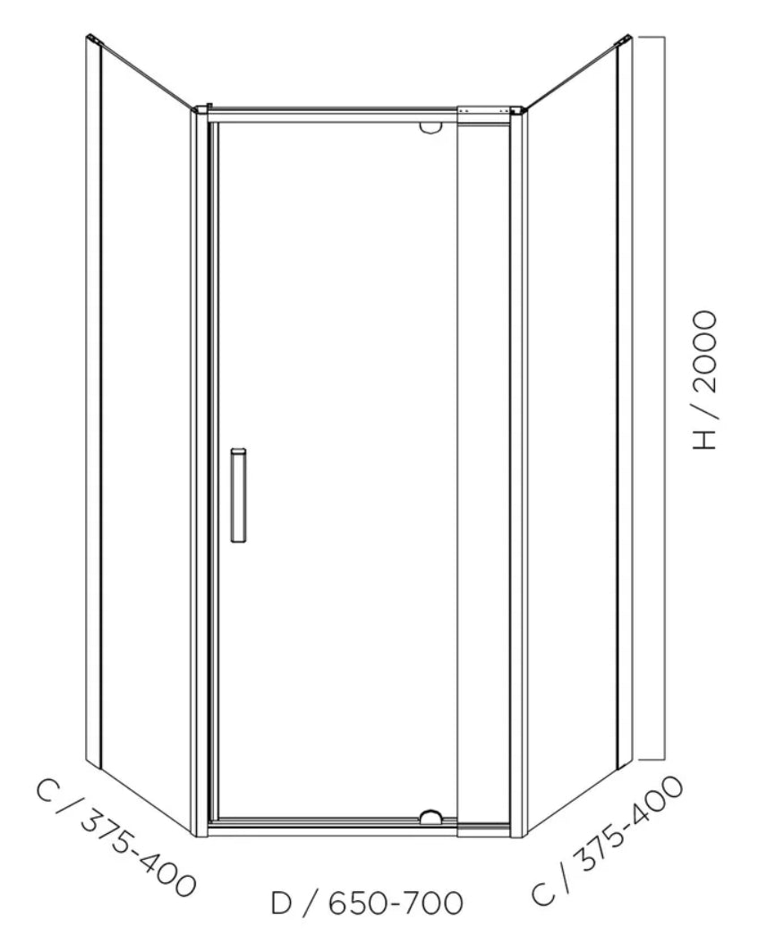 SS24 6mm Diamond Full Framed Pivot Shower Screen – 2000mm High, Chrome, 2 Sizes
