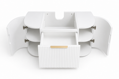 BV80WH Snow Matt White Curved Fluted Wall Hung Vanity - 910 / 1210 / 1510mm