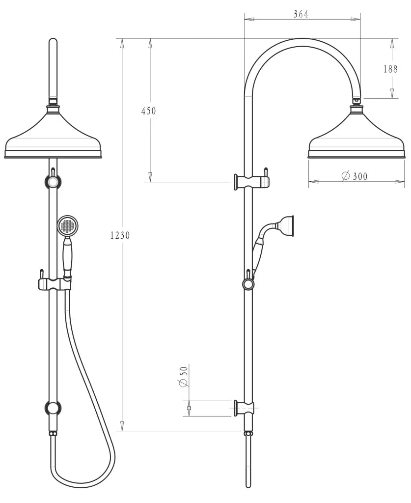 Heritage Dual Shower Rail - Various Colours