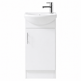 BV37 Gloss White Compact Slim Semi-Recessed Freestanding Vanity - 410mm