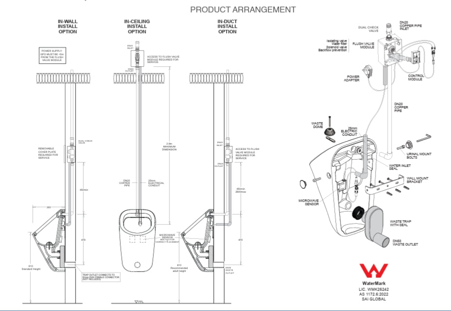 Volvo Wall Hung Urinal with Sensor Flush Plate- Gloss White