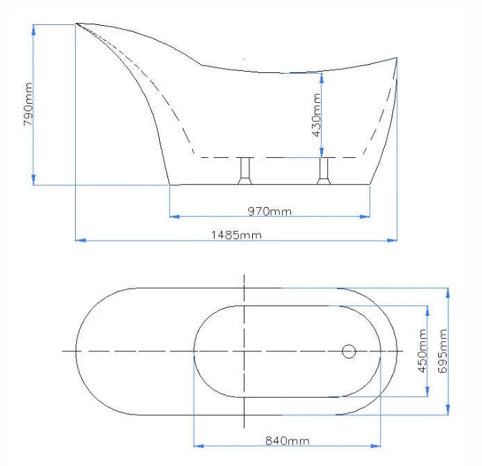 Oval Freestanding Bath 1400 / 1500 / 1700 mm - Gloss White