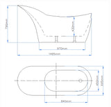 Oval Freestanding Bath 1400 / 1500 / 1700 mm - Gloss White