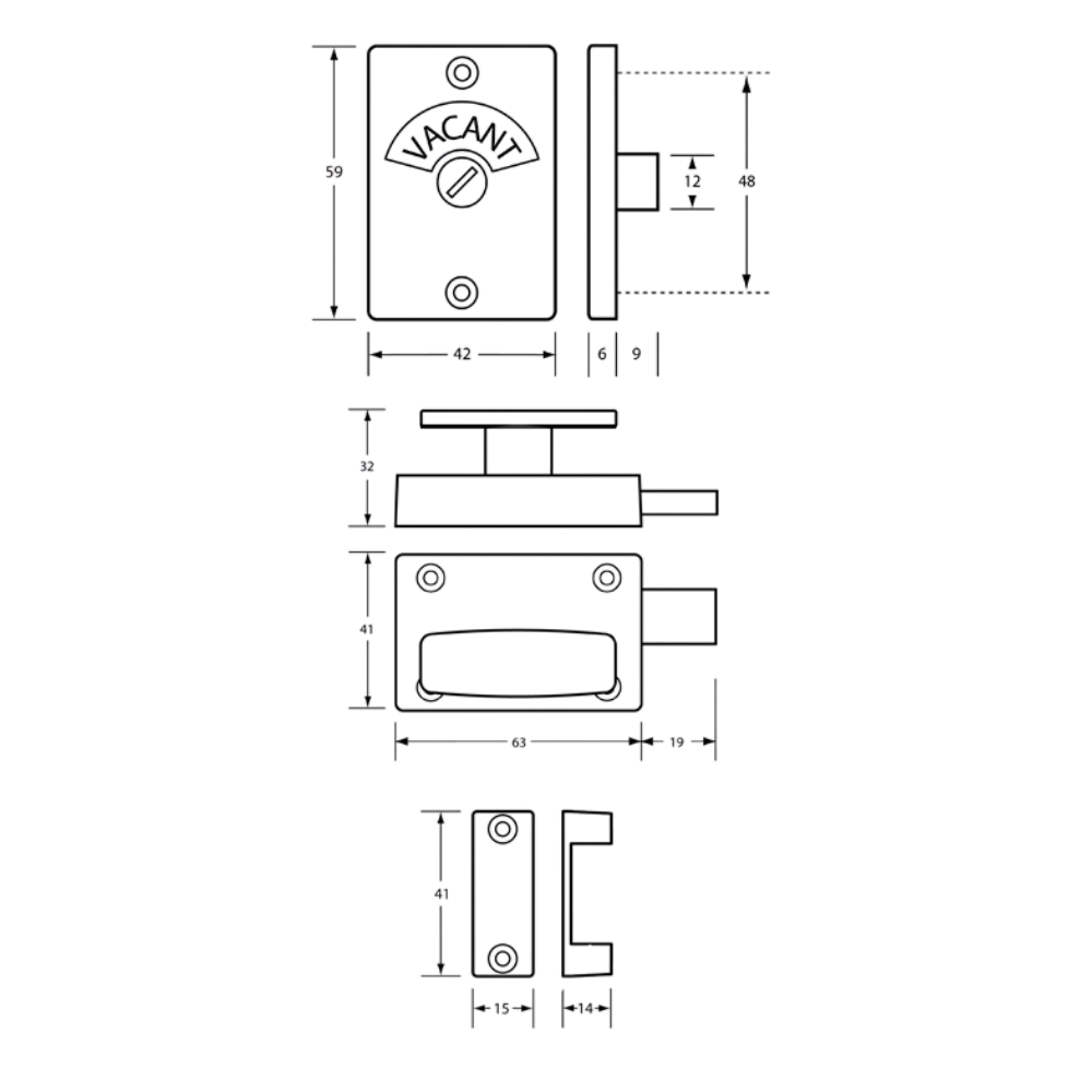 200 Lock & Indicator Set in Satin Chrome Plate - 200_LOCK_SCP