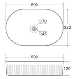 Cascade Oval Counter Top Ceramic Basin 500x320mm - Various Colours