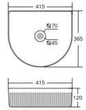 Lattice Fluted Above Counter Ceramic Basin 415x365mm - Various Colours