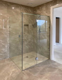 SS38 Custom Size Frameless Shower Screen Front & Return - 2100mm High - Chrome