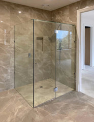 SS38 Custom Size Frameless Shower Screen Front & Return - 2100mm High - Chrome