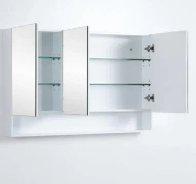 Mirror Cabinet with Open Shelf Pencil Edge 600/750/900/1200/1480x750mm - Matte White