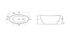 Oval Freestanding Bath 1500 / 1660mm - Black & White