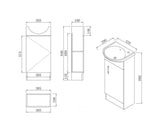 BV37 Gloss White Compact Slim Semi-Recessed Freestanding Vanity - 410mm