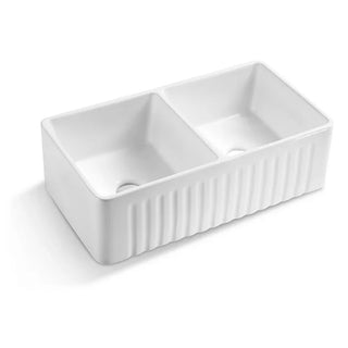 BUTLERS Double Bowls Ceramic Kitchen/Laundry Sink 845x455mm / 838x457mm