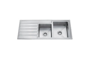 Double Bowls Sink with Drainer Topmount - 1200x500mm - Right Hand
