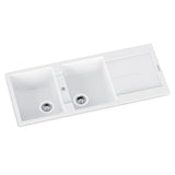 Double Bowl Topmount Sink with Drainer - Matte Black / Matte White - 1160x500mm