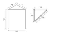 Corner Mirror Cabinet Pencil Edge 400x400mm - Various Colours