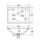 Zenith Rectangular Undermount Ceramic Basin 460 x 335mm