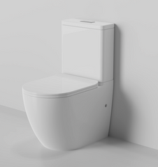 BM Curved Back To Wall Rimless Flush Toilet Suite with Soft Close Seat - White (Project)