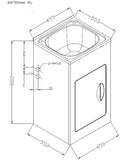 Laundry Trough & Cabinet 35L Stainless Steel/White - 450X550mm