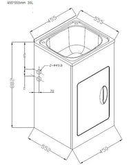 Laundry Trough & Cabinet 35L Stainless Steel/White - 450X550mm