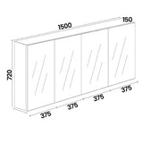 Mirror Cabinet Pencil Edge 1500mm - White