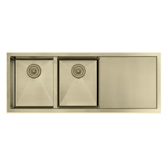 Double Bowls with Drainer Undermount/Topmount Kitchen Sink 1114x450mm - Various Colours