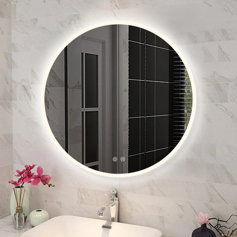 Round Frameless LED Mirror (Front Lit) with Demister 600mm / 750mm