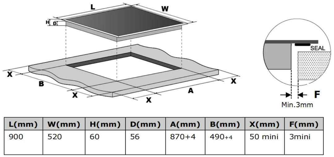 Carysil Built-In Induction Hob Cooktop 90CM