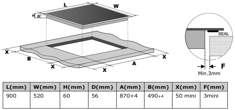 Carysil Built-In Induction Hob Cooktop 90CM