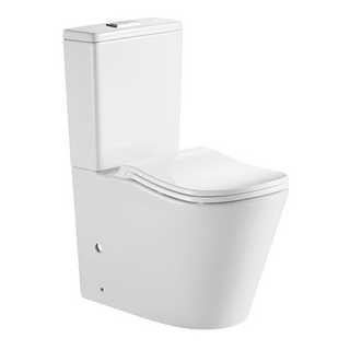 Raised Height Back To Wall Tornado Rimless Flush Ergonomic Toilet Suite with Soft Close Seat - White (4 Star)