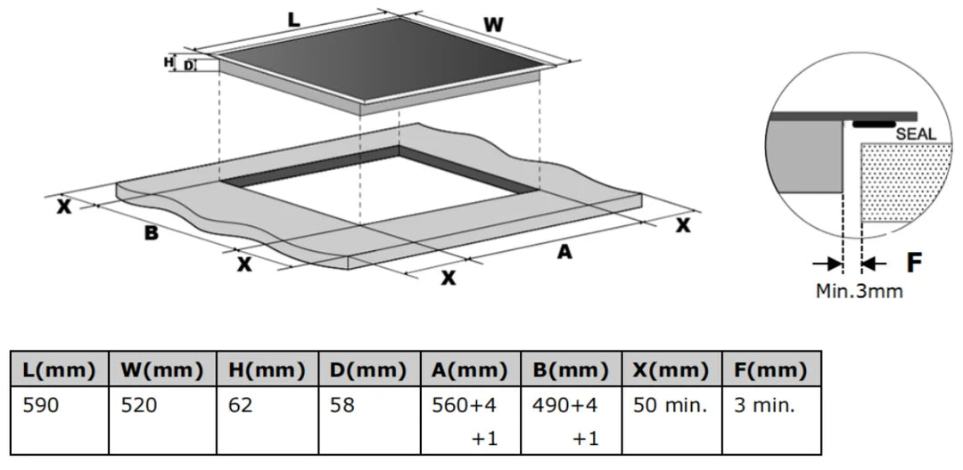 Carysil Built- In Induction Hob Cooktop 60CM