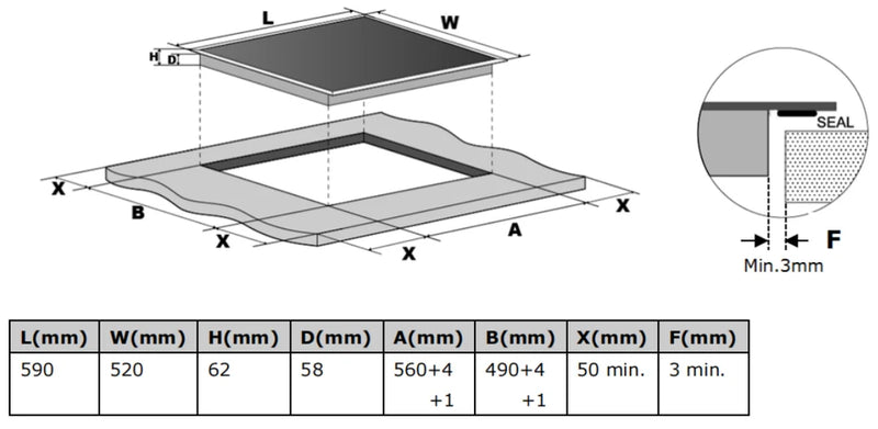 Carysil Built- In Induction Hob Cooktop 60CM