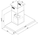 Carysil T Shape Rangehood 90CM - Various Colours