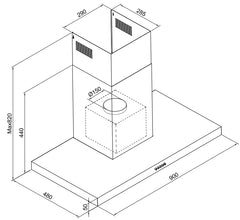 Carysil T Shape Rangehood 90CM - Various Colours