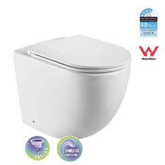 BM Lagos Raised Height Tornado Rimless Flush Floor Mount Pan with Soft Close Seat - White (4 Star)