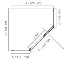 SS24 Diamond Full Framed Adjustable Pivot Door Shower Screen - Various Sizes