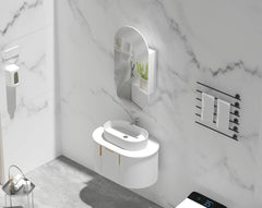 Pill Shape Mirror Cabinet Pencil Edge 450x900mm - Matte White / Matte Black / Woodgrain