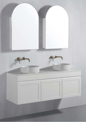 Arched Shape Mirror Cabinet Pencil Edge 610x900mm - Matte White / Matte Black / Woodgrain