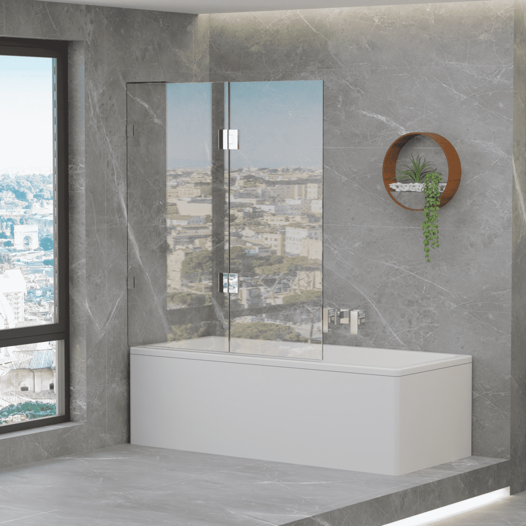 SS22 10mm Fixed & Swing Over-Bath Shower Screen – 900/1000mm Wide, 1500mm High, Various Finishes