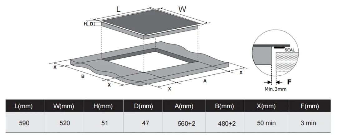 Carysil Built-In Ceramic Hob Cooktop 60CM