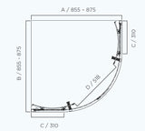 SS23 Corner Sliding Shower Screen 875x875mm /  970x970mm - Chrome