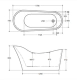 Oval Freestanding Bath 1400 / 1500 / 1700 mm - Gloss White