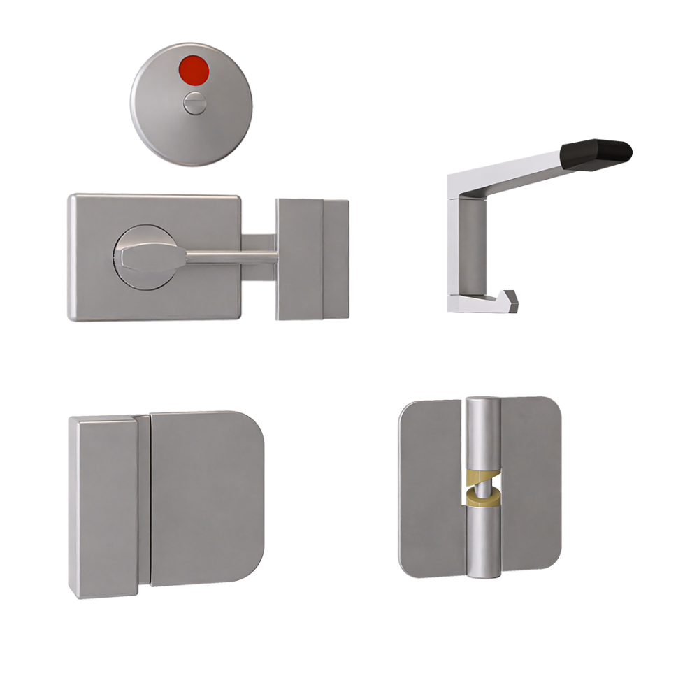106C Ambulant Gravity Hinge Kit in Satin Chrome Plate - 106C-RHHC3-300AMB-202C-101C-SCP (Right Hand; Hold Closed)