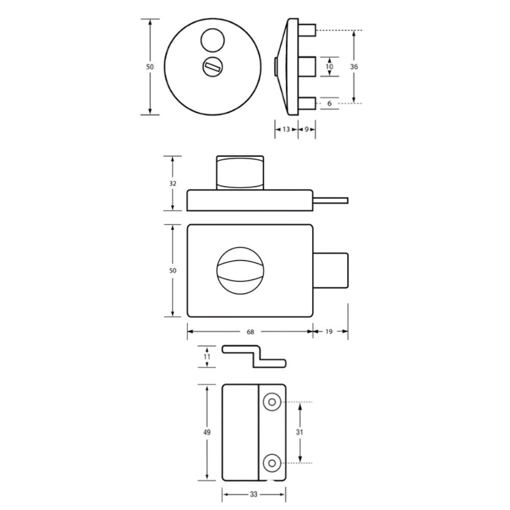 300 Lock & Indicator Set in Satin Chrome Plate - 300_LOCK_SCP