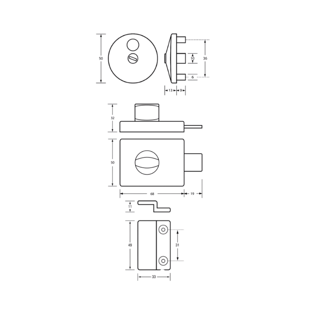 300 Lock & Indicator Set in Designer Black - 300_LOCK_DESIGNER