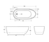 Egg Shape Oval Freestanding Bath 1690 mm - Gloss White