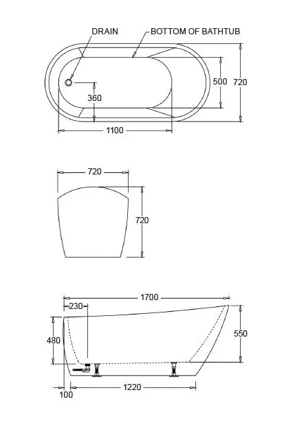 Oval Freestanding Bath 1500 / 1700mm - Gloss White