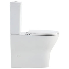 Raised Height Back To Wall Tornado Rimless Flush Toilet Suite with Soft Close Seat - White (4 Star)