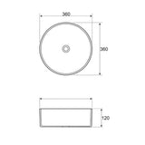 Halo Round Carrara Counter Top Basin Ceramic Basin 360x360mm