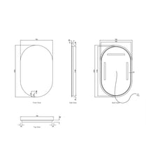 Oval LED Mirror Backlit 1200/1500/1800x750mm - Various Colors Frame