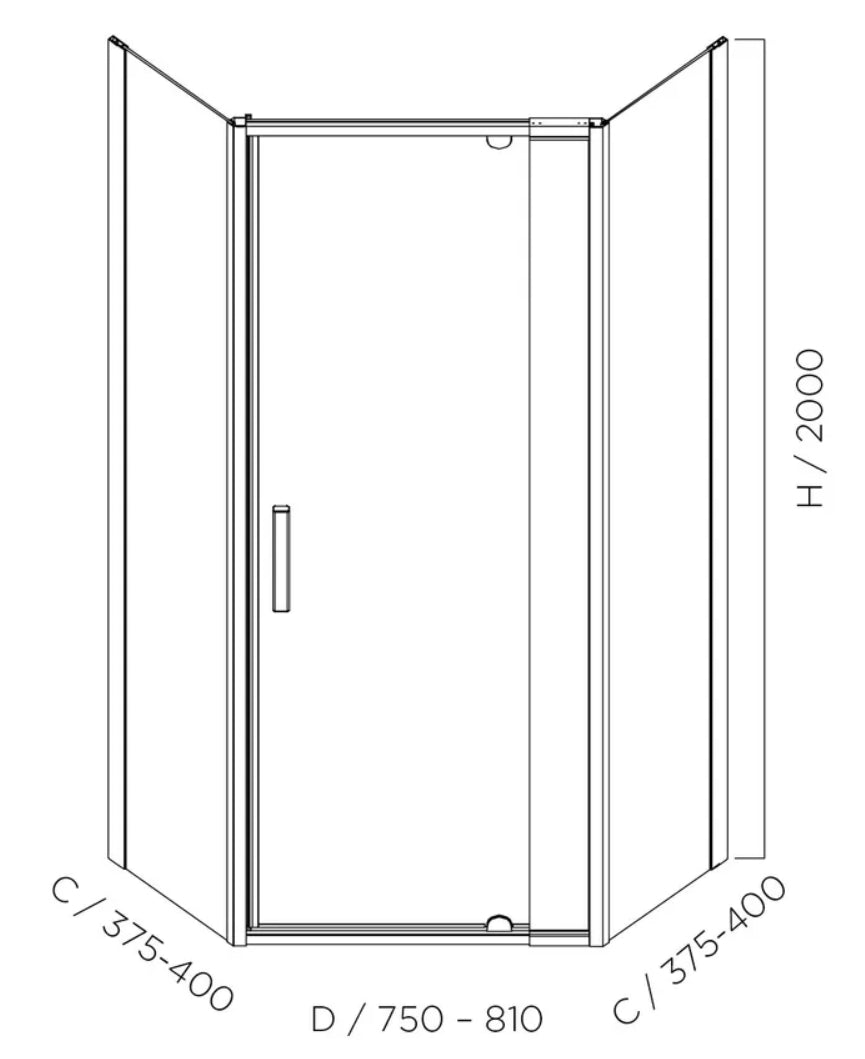 SS24 6mm Diamond Full Framed Pivot Shower Screen – 2000mm High, Chrome, 2 Sizes